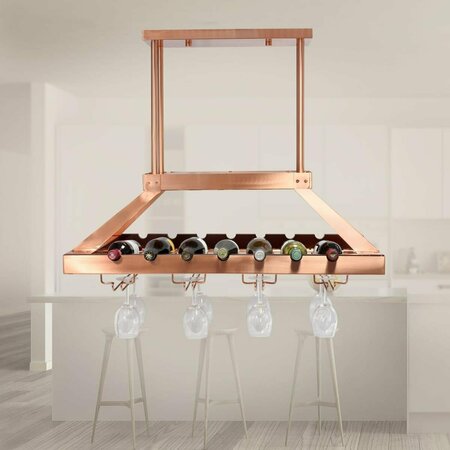 FEELTHEGLOW 2 Light LED Overhead Wine Rack&amp;#44; Copper FE2754692